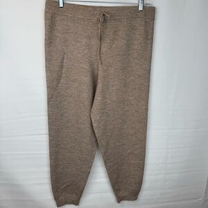 Heartloom Knit Joggers Women’s Large Tan Beige Lounge Pants Soft Stretch Lounge